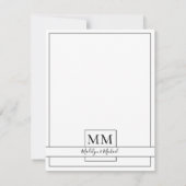 シンプルホワイトスクリプトモノグラム結婚式招待状 (裏面)