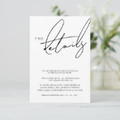 シンプルホワイトスクリプト結婚タイポグラフィの詳細 エンクロージャーカード (スタンド正面)