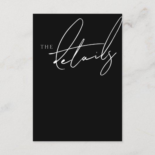 シンプルホワイトスクリプト結婚タイポグラフィの詳細 エンクロージャーカード (裏面)