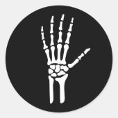 シンプルホワイトスケルトン手のボーンハロウィーン ラウンドシール (正面)