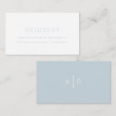 シンプルホワイトダスティ結婚ブルーのギフトレジストリ エンクロージャーカード (正面/裏面)