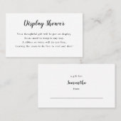 シンプルホワイトディスプレイ赤ちゃんシャワー挿入カード 名刺 (正面/裏面)