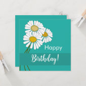 シンプルホワイトデイジーハッピーバースデーはがき カード (正面/裏面インサイチュ)