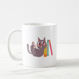 シンプルホワイトトーンの猫のコーヒーカップ コーヒーマグカップ