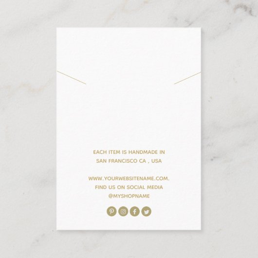 シンプルホワイトネックレスディスプレイロゴソーシャルメディア 名刺 (裏面)