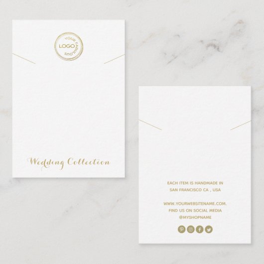 シンプルホワイトネックレスディスプレイロゴソーシャルメディア 名刺 (正面/裏面)