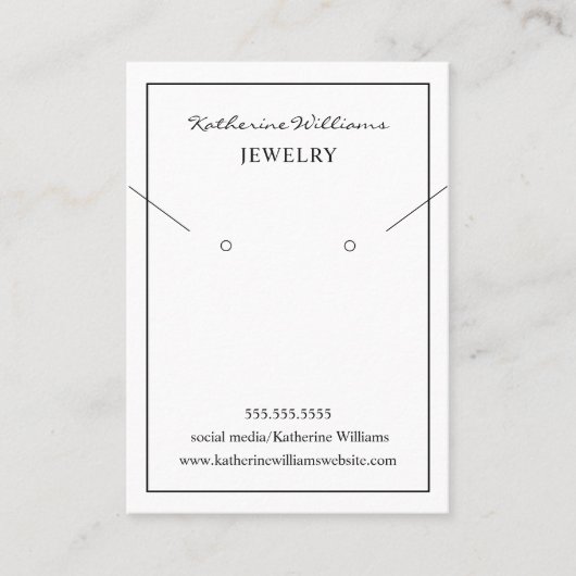 シンプルホワイトネックレス&イヤリングディスプレイカード 名刺 (正面)