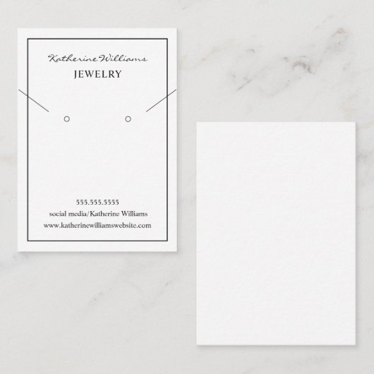 シンプルホワイトネックレス&イヤリングディスプレイカード 名刺 (正面/裏面)