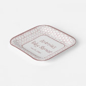 シンプルホワイトピンクビーハイブ赤ちゃんシャワー ペーパープレート (傾斜あり)