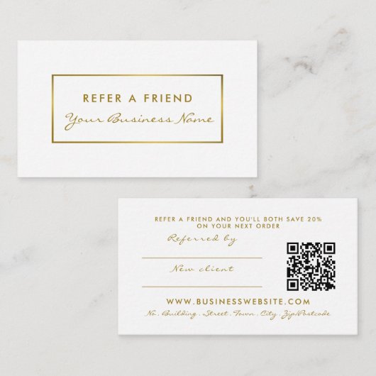 シンプルホワイトフォイルおよびゴールドフォイル効果紹介カード エンクロージャーカード (正面/裏面)