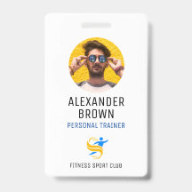 シンプルホワイトフォトロゴとQRコード従業員ID