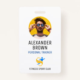 シンプルホワイトフォトロゴとQRコード従業員ID バッジ