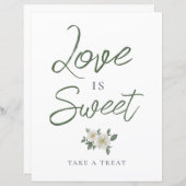 シンプルホワイトフローラブライダルシャワートリートサイン (正面/裏面)