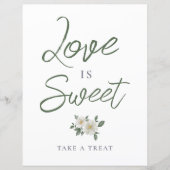 シンプルホワイトフローラブライダルシャワートリートサイン (正面)