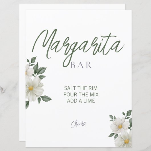 シンプルホワイトフローラブライダルシャワーマルガリタサイン (正面/裏面)