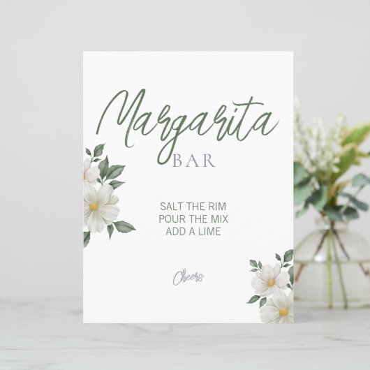 シンプルホワイトフローラブライダルシャワーマルガリタサイン (スタンド正面)