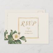 シンプルホワイトフローラリグ |ウェディングRSVPポストカード インビテーションポストカード (正面/裏面)