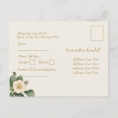 シンプルホワイトフローラリグ |ウェディングRSVPポストカード インビテーションポストカード (裏面)