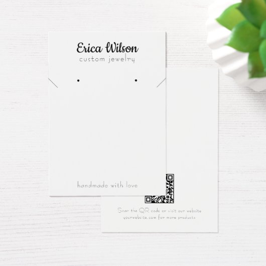 シンプルホワイトブラックネックレスイヤリングディスプレイカード (デスク)