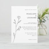 シンプルホワイトブラックフローラ結婚式招待状 招待状 (スタンド正面)