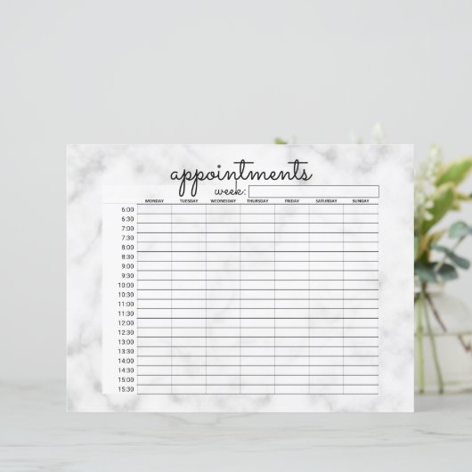 シンプルホワイトブラックマーブルビジネスアポイントメント (スタンド正面)