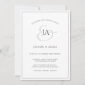 シンプルホワイトブラックモノグラム結婚式招待状 シーズンカード (正面)