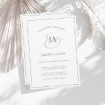 シンプルホワイトブラックモノグラム結婚式招待状 シーズンカード<br><div class="desc">白シンプルと黒のモノグラム結婚式招待状。白い背景に結婚新郎新婦のイニシャルを描いた美しい黒い台本を使った白と黒のトレンディーで、お客様をスタイリッシュに感動させる結婚式招待状。この招待状は素晴らし白黒のデザインとバイブモダンーを備えミニマルて、お使いのトレンディー、ミニマシンプルリストに最適結婚である。そしてミニマルレイアウトはモダンイニシャルスクリプトに注意を向け、白い鮮明な背景と対照的である。この招待は、ニュートラルまたは白黒の結婚花模様に囲まれた美しい環境と、白と黒の両方の装飾に対応した結婚色調を設定する。控えめなお祝いに完璧な追加モダン。ザ・サンデー・コレクティブ©byレイチェル・ハンナ・ギー</div>