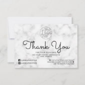 シンプルホワイトブラック大理石お客様ありがとうございます サンキューカード (正面)