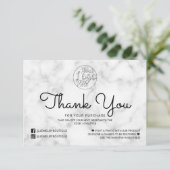 シンプルホワイトブラック大理石お客様ありがとうございます サンキューカード (スタンド正面)