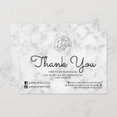 シンプルホワイトブラック大理石お客様ありがとうございます サンキューカード (正面/裏面)