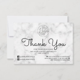 シンプルホワイトブラック大理石お客様ありがとうございます サンキューカード