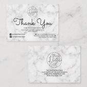 シンプルホワイトブラック大理石お客様ありがとうございます 名刺 (正面/裏面)