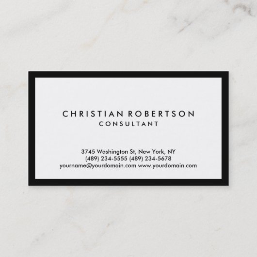 シンプルホワイトブラック縁どコンサルタント名刺 名刺 (正面)