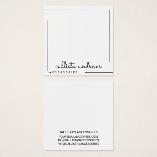 シンプルホワイトブラック縁どスクリプトのヘアクリップ表示 (正面&裏面)