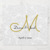 シンプルホワイトブラック金ゴールドエレガントなウェディングモノグラム スパークリングワインラベル (シングルラベル)