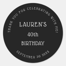 シンプルホワイトブラック40歳の誕生日パーティーありがとう