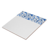 シンプルホワイトブルーフローラ縁どエッジ タイル (側面)