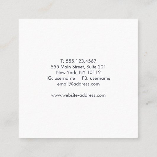 シンプルホワイトプロフェッショナル自然写真家 スクエア名刺 (裏面)