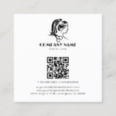 シンプルホワイトヘアサロンロゴ濃い灰色の背景 スクエア名刺 (裏面)