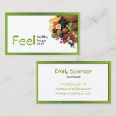 シンプルホワイトヘルシーライフイエローグリーンリネンカード 名刺 (正面/裏面)