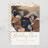 シンプルホワイトホリデー応援フェイク金ゴールド写真 シーズンカード (正面/裏面)