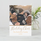 シンプルホワイトホリデー応援フェイク金ゴールド写真 シーズンカード (スタンド正面)