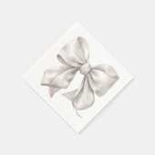 シンプルホワイトボウベビーシャワー スタンダードカクテルナプキン (角)