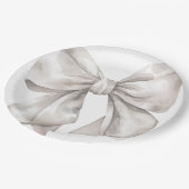 シンプルホワイトボウベビーシャワー ペーパープレート (アングル)