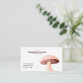 シンプルホワイトマルーンイベントケータリングキノコ 名刺 (スタンド正面)