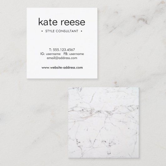 シンプルホワイトマーブルプロフェッショナル スクエア名刺 (正面/裏面)