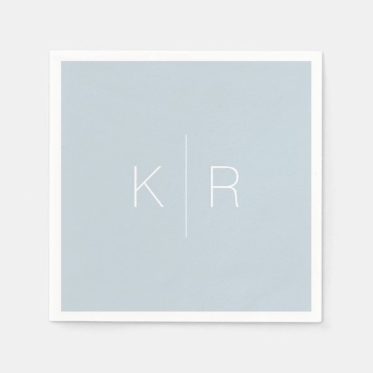 シンプルホワイトモノグラムダスティブルーズ結婚ナプキンス スタンダードカクテルナプキン (正面)