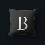シンプルホワイトモノグラムブラック アウトドアクッション<br><div class="desc">白モノグラム黒背景屋外枕。</div>