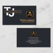 シンプルホワイトモノグラム文字金ゴールド運転手 名刺 (正面/裏面)