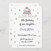 シンプルホワイトユニコーン13歳の誕生日招待状 セーブザデート (正面/裏面)